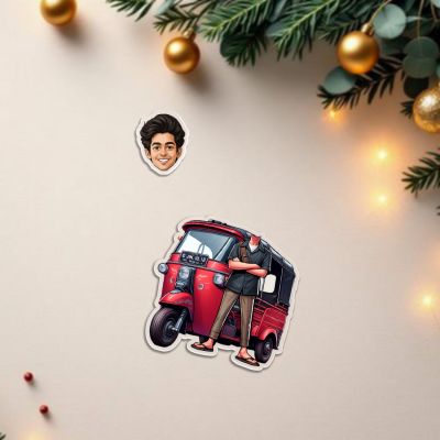 Personalized Auto Man Funny Face Caricature with Shaking Head, Solar Powered Bobblehead Showpiece for Tabletop & Car Dashboard Funny Gift for Brother & Friends